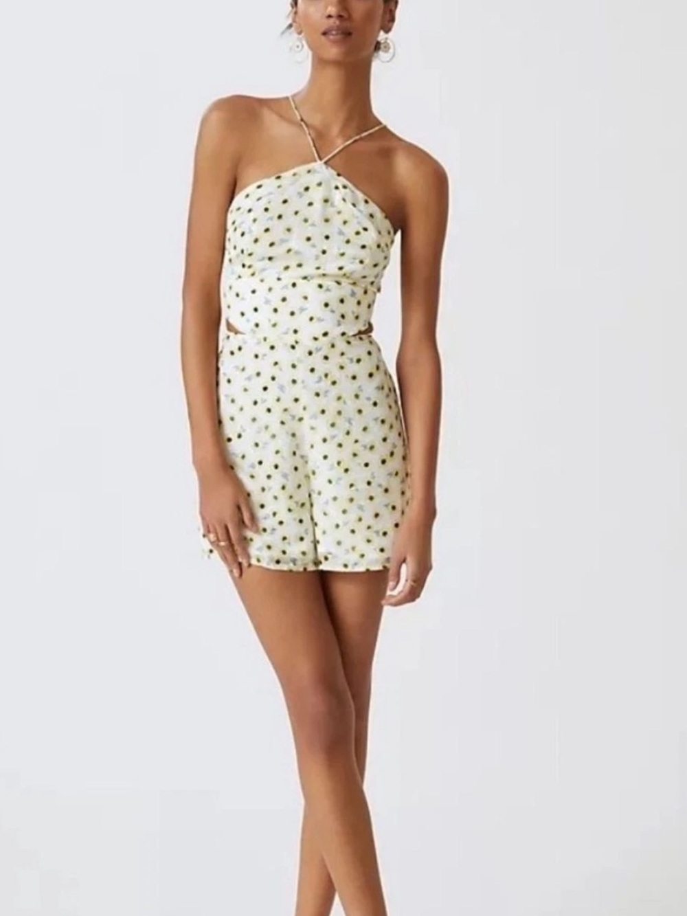 NWT Anthropologie Hutch Ditsy Floral Seaside Romper Halter Mini Floral Print 4